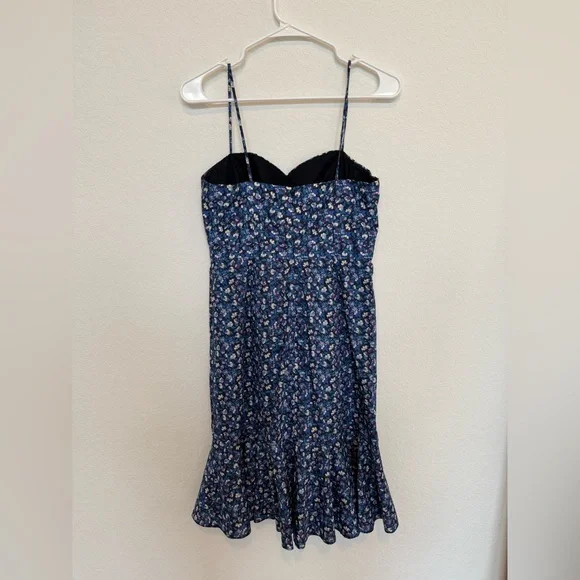 J Crew Liberty Spaghetti Strap Floral Midi Dress Blue Size P4 - Picture 3 of 6